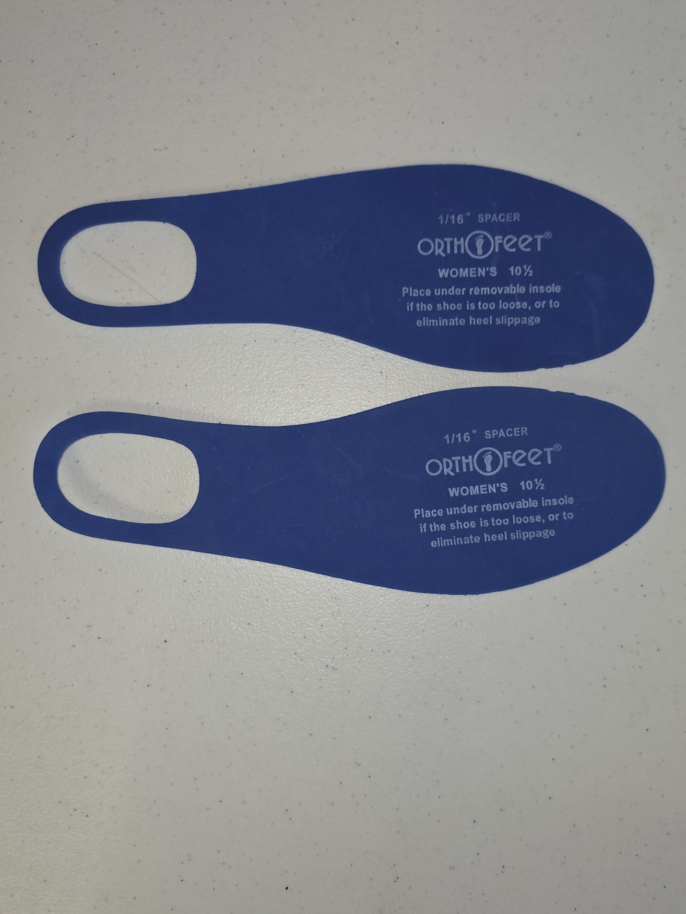OrthoFeet Women's Blue 1/16" Heel Spacer Inserts - Reduce Heel Slippage
